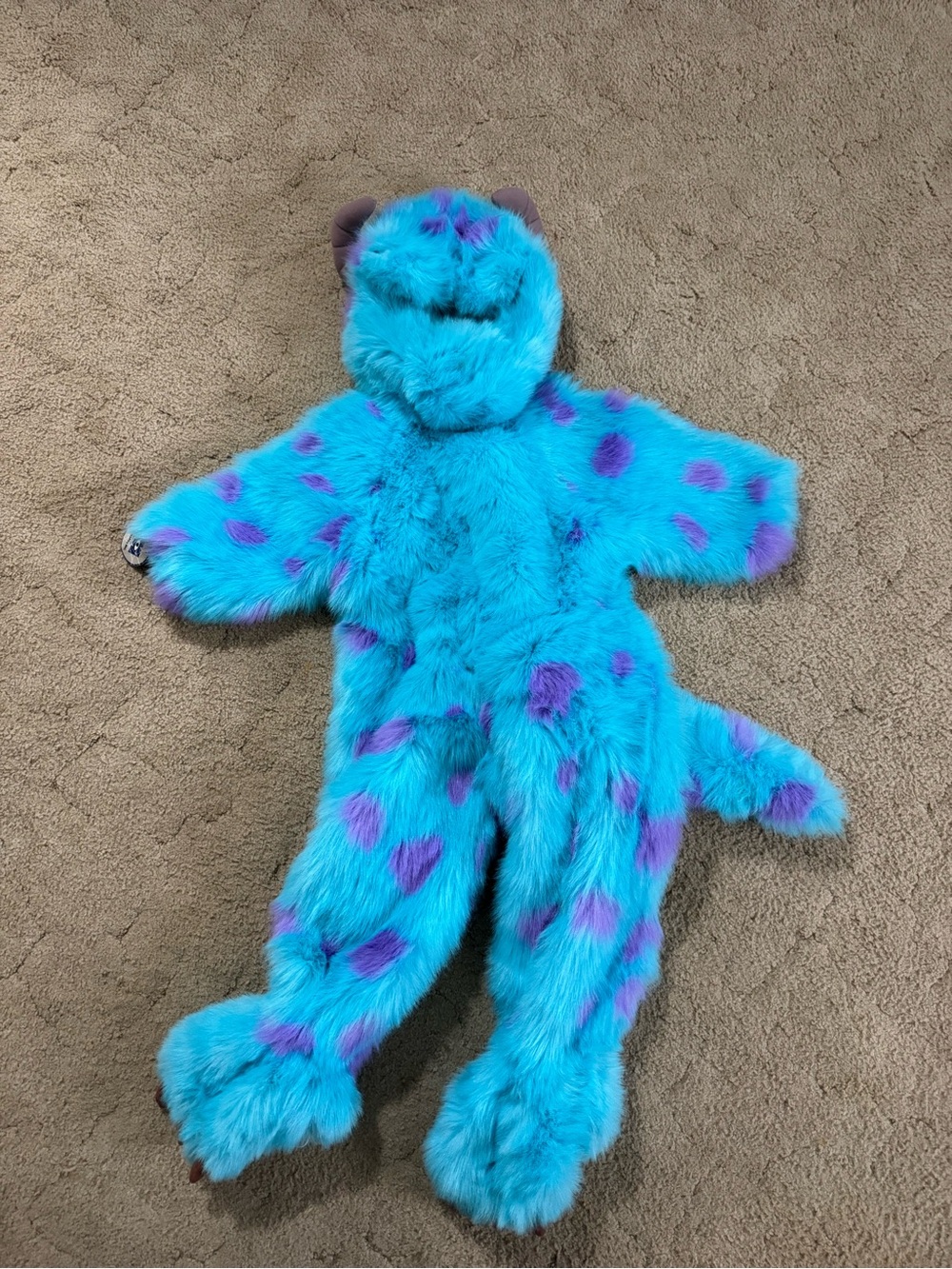 Disney Sulley Monsters Inc 4T Blue Plush Monster Costume with Purple Spots